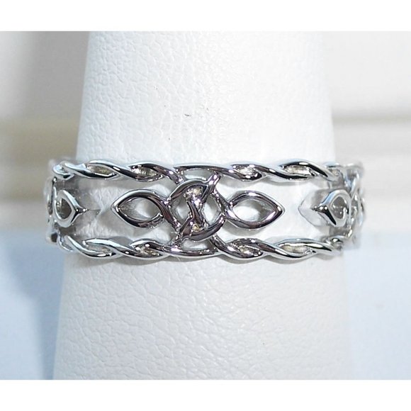 925 STERLING SILVER Celtic Autumn Open Work Eternity Band Ring - Picture 2 of 15